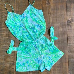 Lilly Pulitzer Pool Blue Any Fins Possible Romper